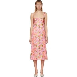 NWOT COMMISSION PINK BRALETTE PURSE DRESS IN PINK GARDEN. Size 8